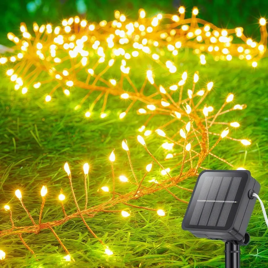 Guirlande solaire LED en forme de pétard, imperméable, pour l'extérieur, féerique, pour fête de mariage, jardin, décoration de vacances de noël