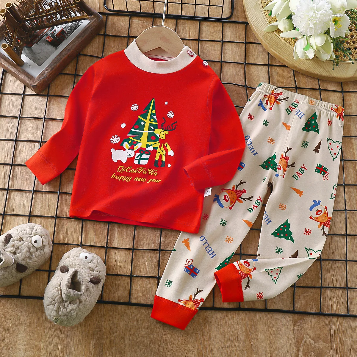 

Autumn New Baby Boys Girls Pajamas Kids Cute Cartoon Long Sleeve T-Shirt Tops with Pants Pyjamas Toddler Sleepwear Clothing Sets