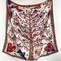 Luxury Love Tree Print Designer 90 Square Scarf Twill Silk Women Head Shawls Wraps Neck Scarves Hijab Bandana Pashmina Handband 3