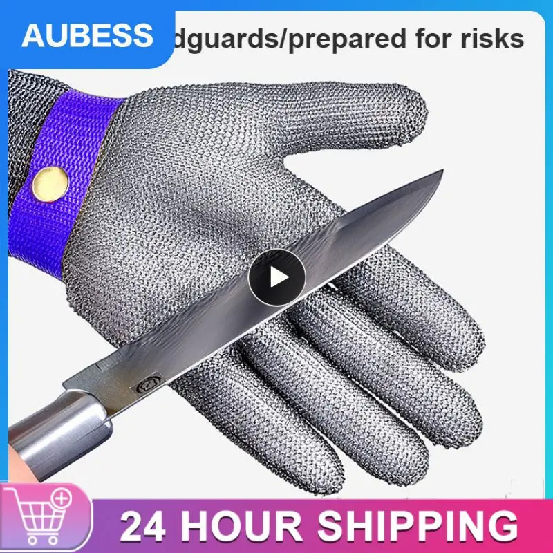 

1PCS 1-Stainless Steel Gloves Anti-cut Garden Gloves Safety Cut Proof Stab Resistant Wire Metal Mesh Butcher Cut-Resistant Glove