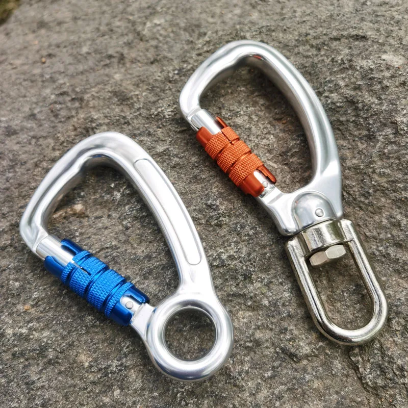 30KN Carabiner Auto Locking Carabiner Rotating Swivel Triple Lock Rock Aluminum Swivel Triple