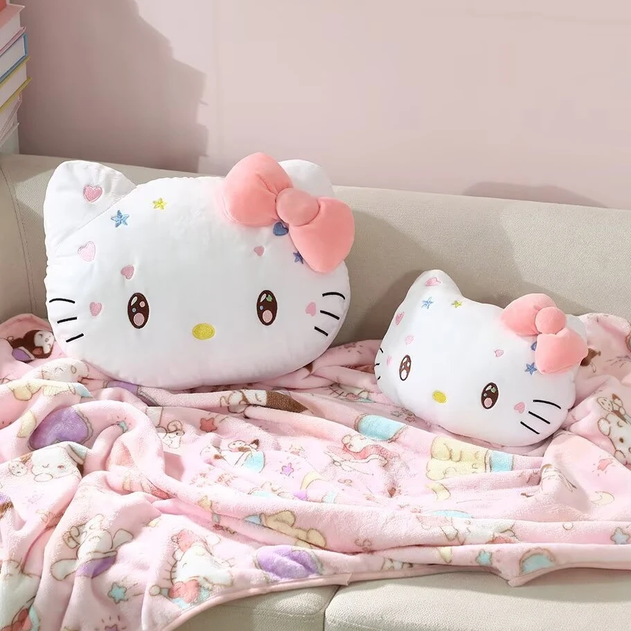 Sanrio Hello Kitty Headrest Seat Belt Cover Back Cushion Kawaii Japanese Style Car Accessories Cute Kitty Cat Pillow Blanket 3