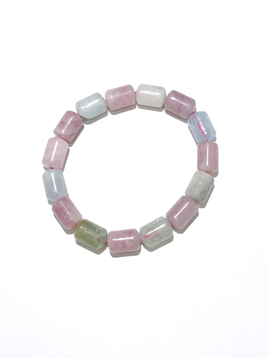 

8x12mm Cylinder Natural Morganite Bracelet Jewelry For Women Stretch Bracelet