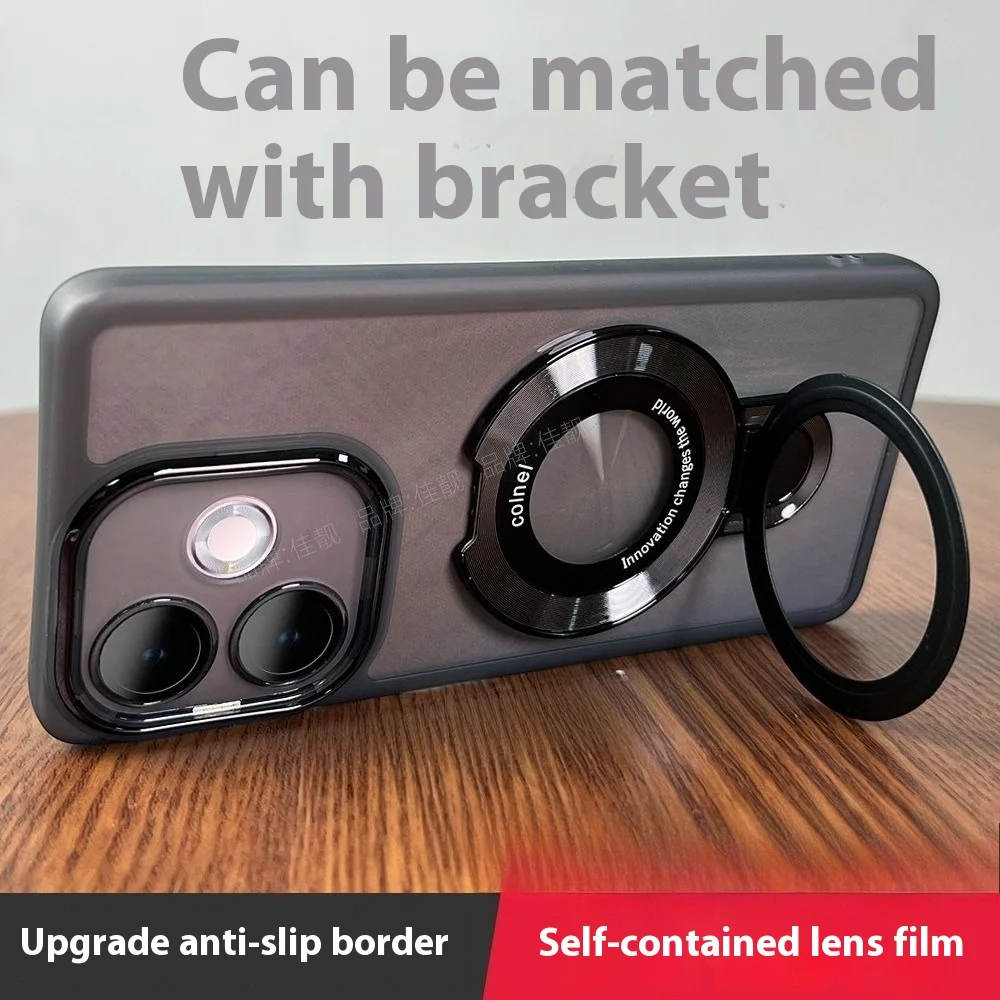 Luxury Silicone Phone Case with Lens Film Bracket - Shockproof TPU Back Cover and Bumper Protection