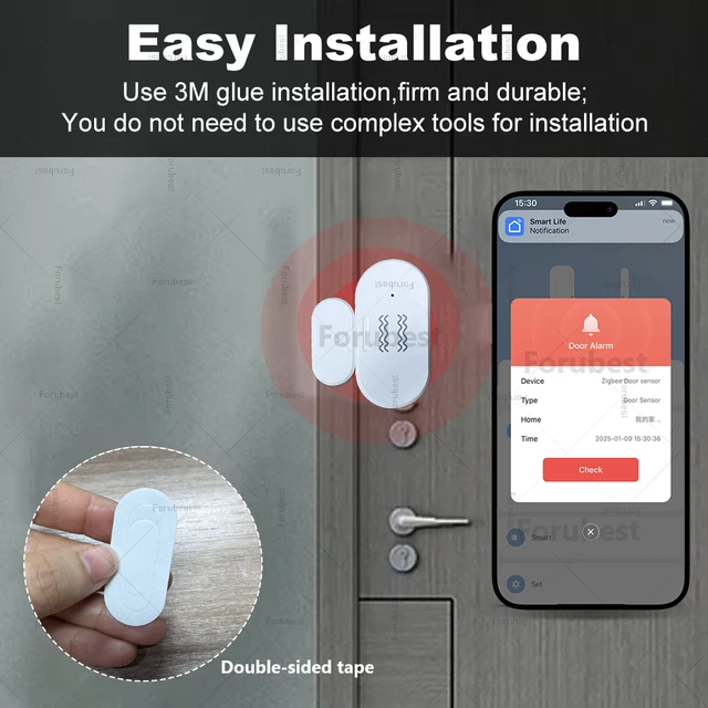 Smart ZigBee Door Window Sensor With Luminance/Vibration Detection Smart Home Door Detector Open / Closed Alarm For Alexa Z2mqtt 5