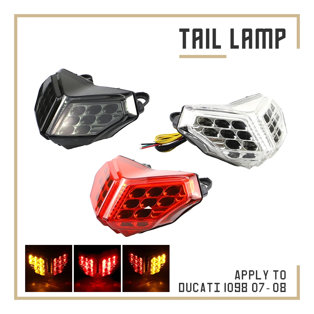 

For Ducati 1098 07-08 848 07-11 1199 LED Tail Light Integrated Motorcycle Turn Signal Light Tail Stop Brake Warning Lamp
