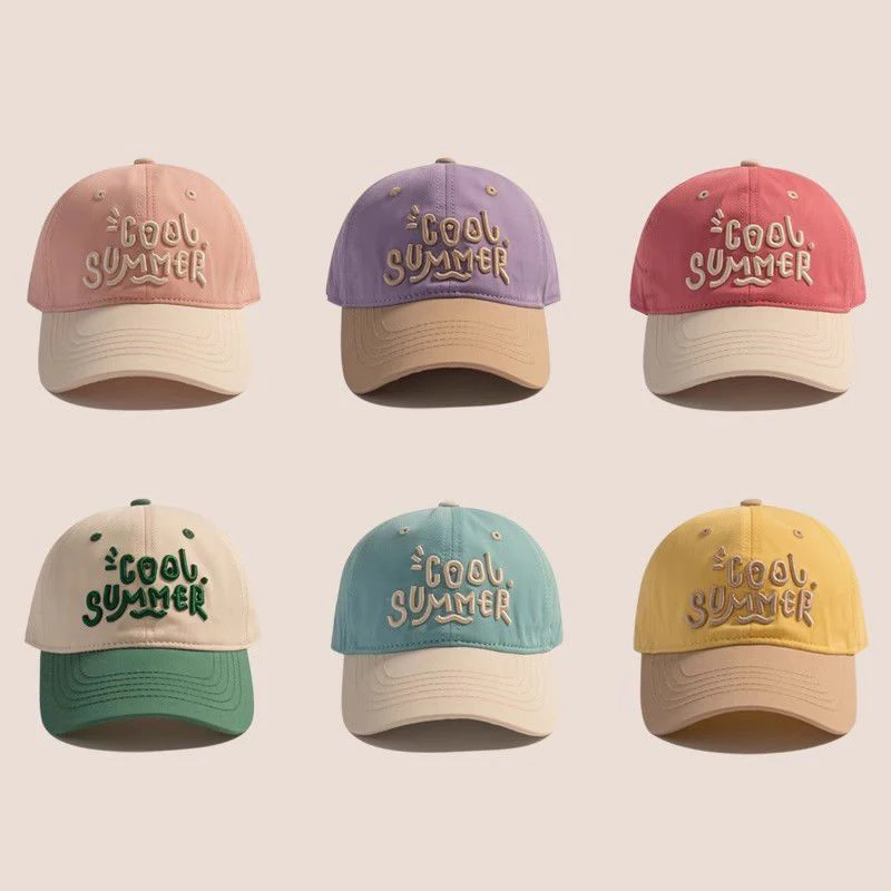 Contrasting Color Children Baseball Hat Kids Sun Shading Duck Tongue Cap Fashion Embroidery Baby Duckbill Hats 2-7Year Boys Girl 4