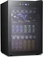 4.5 Cu.ft Beverage Refrigerator and Cooler, 145 Can Mini Fridge Glass Door,Digital Temperature Display for Soda, Beer or Wine, 1