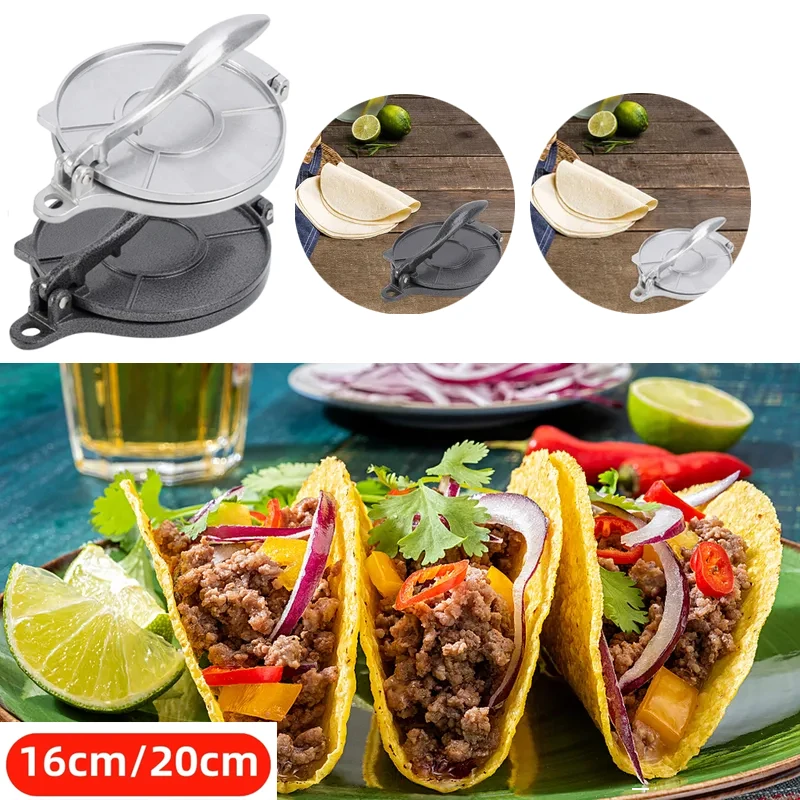 Tortilla Press 16/20cm DIY Tortilla Press Maker Aluminium Alloy Manual Corn Tortillas Dough Pressing Tools Kitchen Bakeware Cooking Accessories