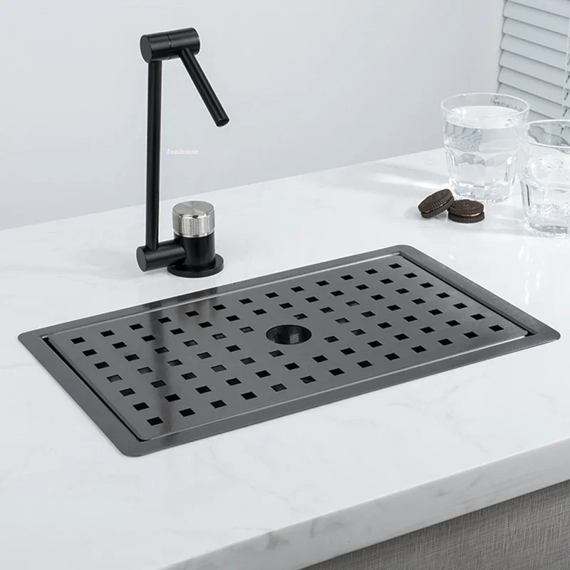 Nano Sink Hidden Stainless Steel Kitchen Sinks Island Bar Invisible Mini Small Single Sink Pantry with Cover Kitchen Fixture