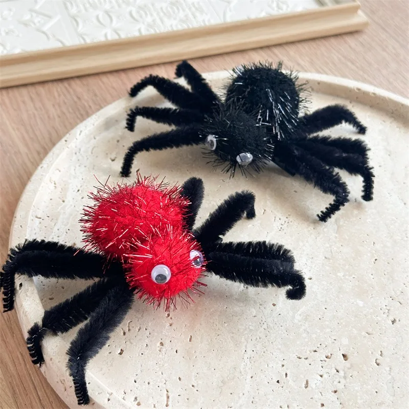 1 Stück gruselige, süße, flauschige Spinnen-Haarspangen, flauschige Halloween-Accessoires, perfekte Kostümpartys, gruselige, schicke Frisuren, festlicher Spaß