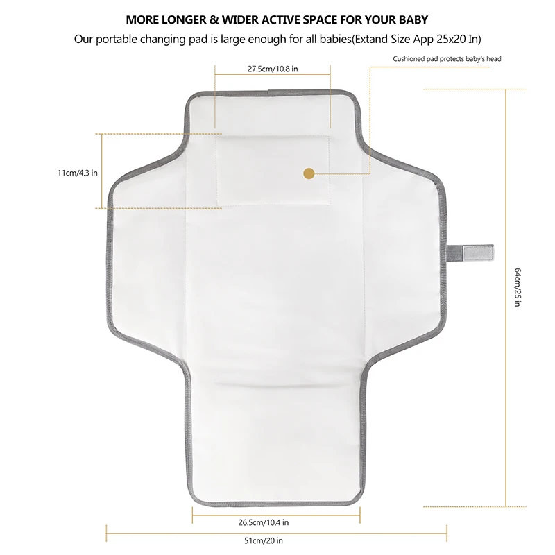 Diaper Changing Pad Baby Diaper Bag Foldable Portable Waterproof