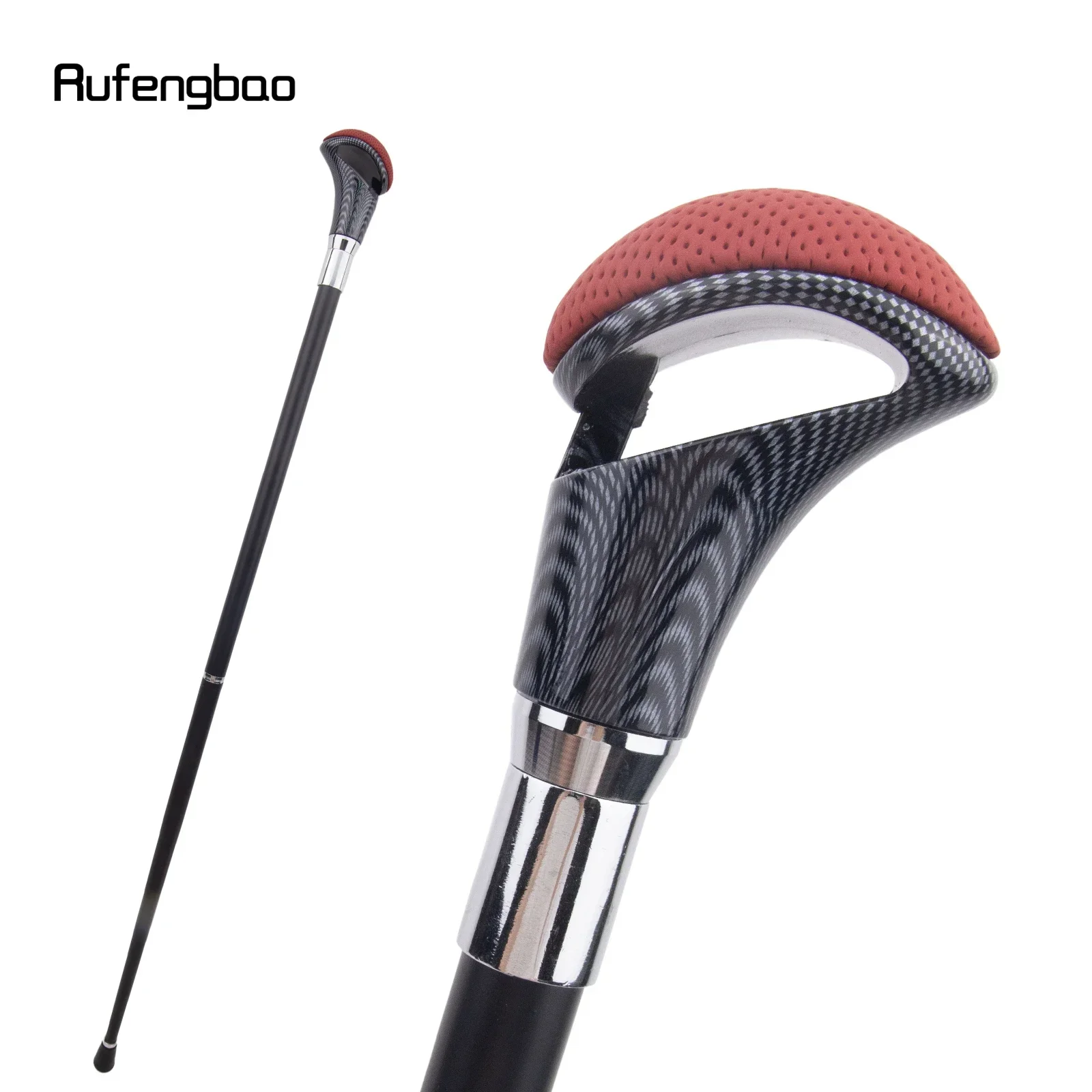 Red Black Leather Silver Walking Cane Fashion Decorative Walking Stick Gentleman Elegant Cosplay Cane Crosier 94cm 1