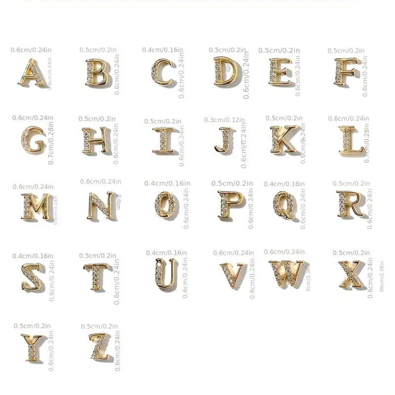 Luxury Rhinestone Letter Nail Art Decorations Set (26 Pieces)