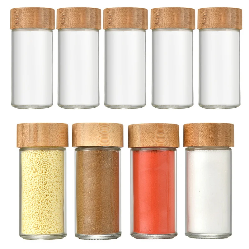 40oz square seasoning jar pepper seasoning bottle 24 sets pepper powder bottle 120ml bamboo glass jar