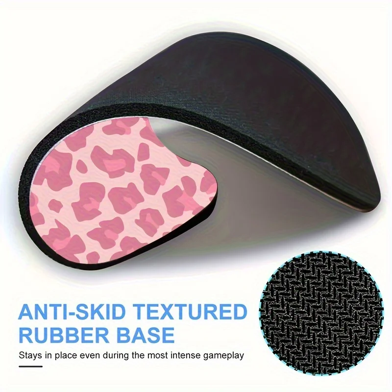 Chic Pink Leopard Print Anti-Slip Round Mousepad