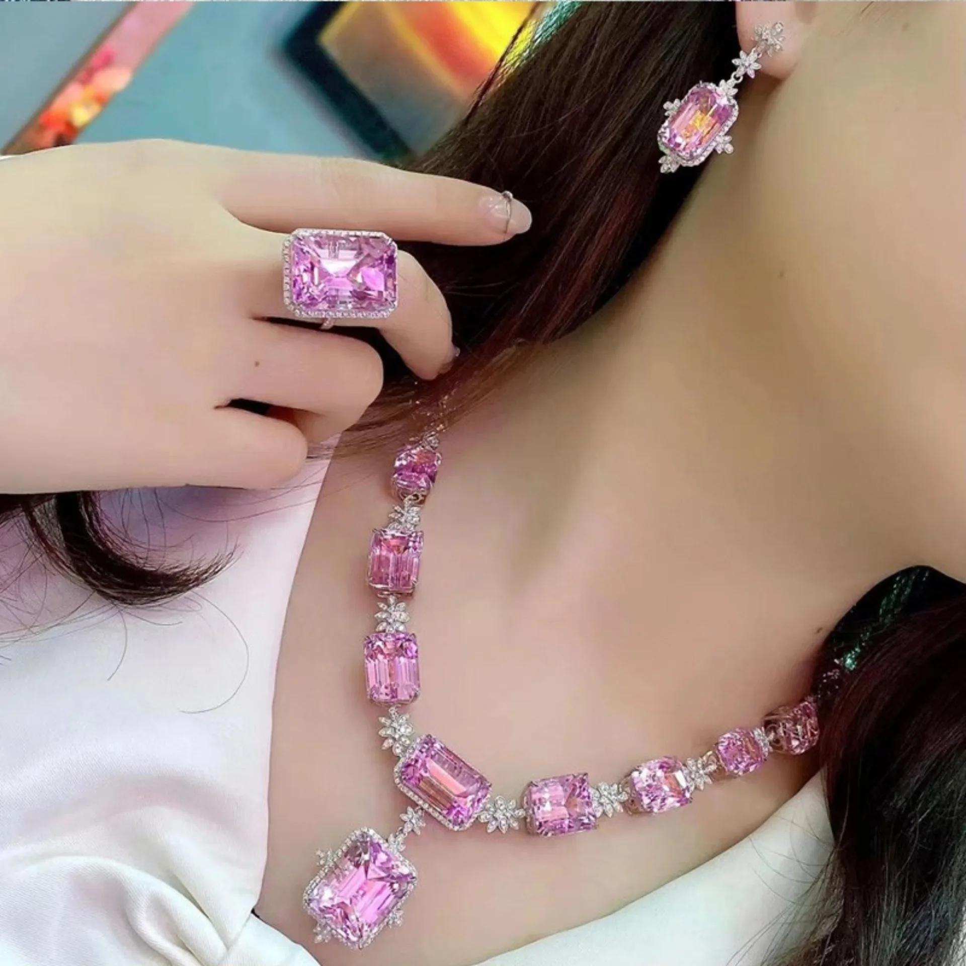 

Комплект из колье и серёг, из серебра 925 пробы