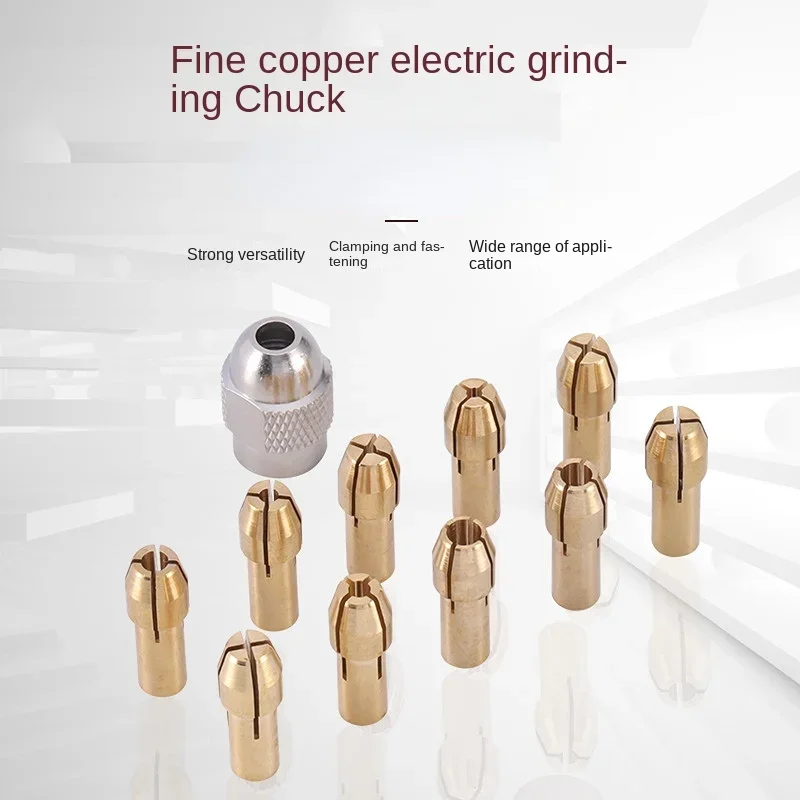 

10/11pcs Mini Drill Collet Chuck 10pcs 0.5-3.2mm Diameter 4.8mm Shank Brass Chucks for Dremel Rotary Tool Power Tool Accessory