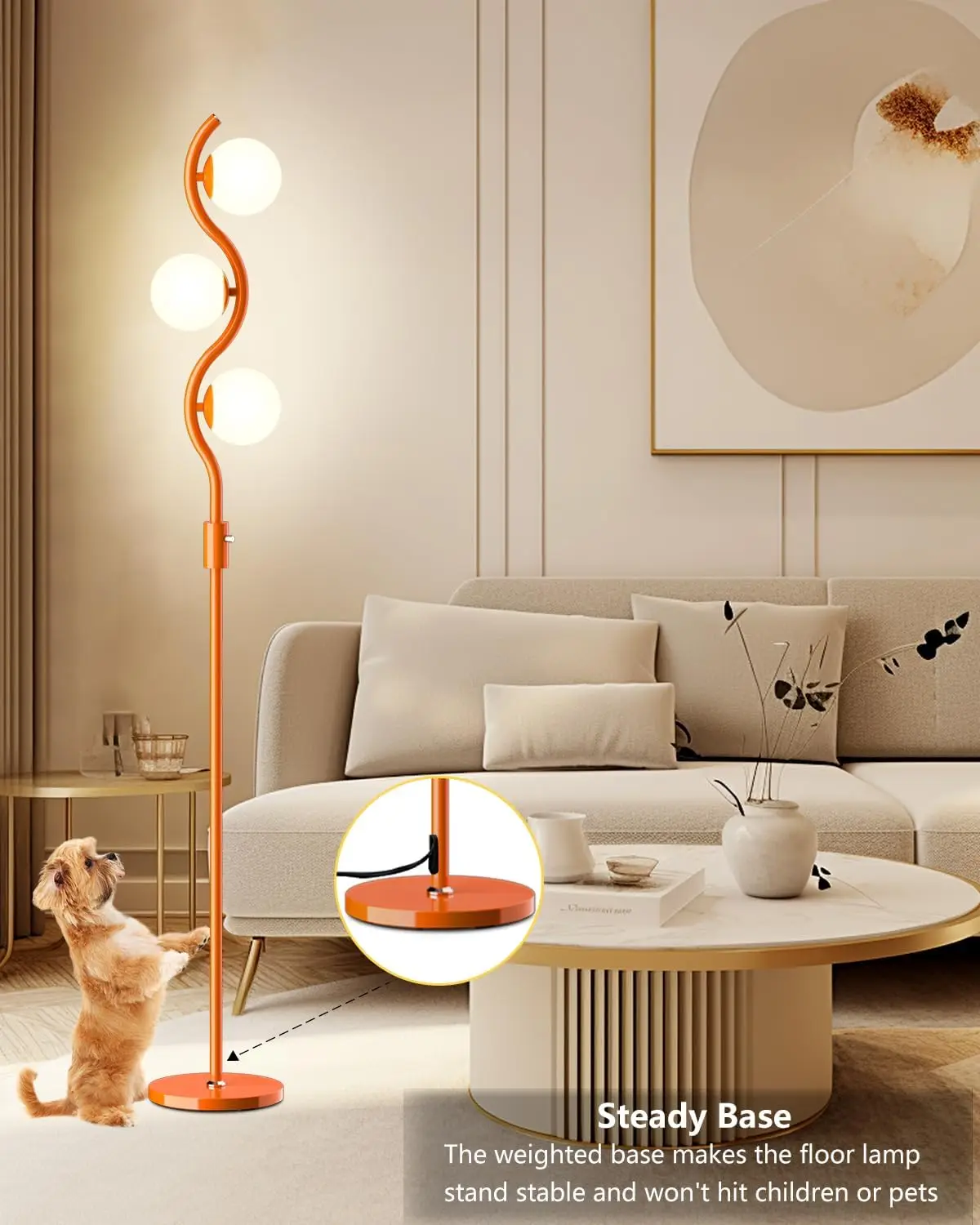 Adjustable height floor lamp for living room