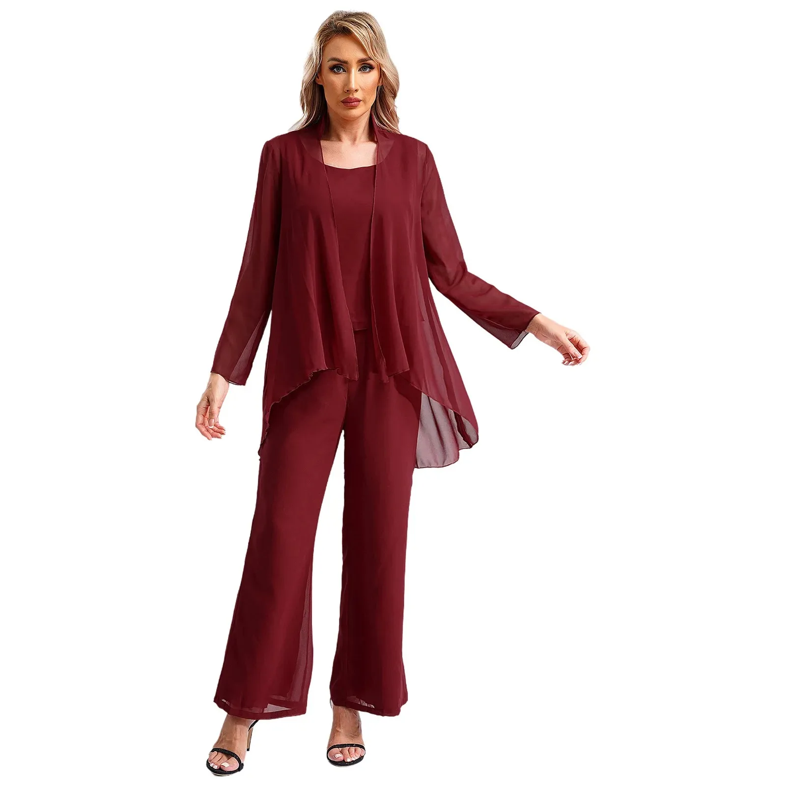 Generisch 2025 - Cardigan-broeksets voor dames, 3-delige bruiloft- en