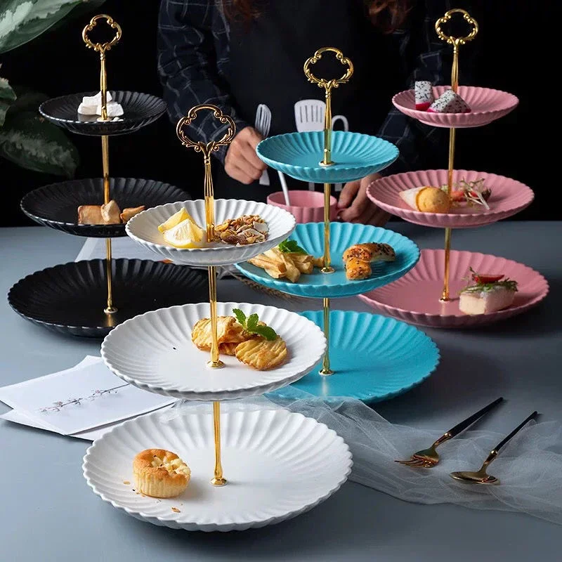 3 Layers Cake Plate Stand Handle Cake Stand Hardware Holder For Wedding Party Making Resin Cupcake Dessert Platter Serving