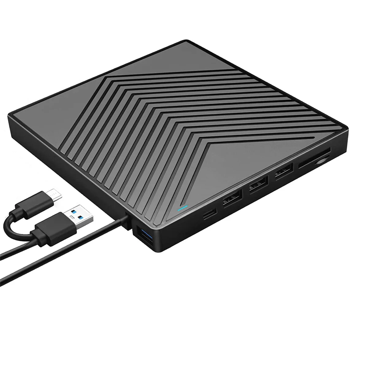 

External CD DVD Drive, 8 in 1 CD DVD Drive Burner Player with 4 USB Ports and 2 SD/TF Slot for Laptop Windows 11/10/8/7