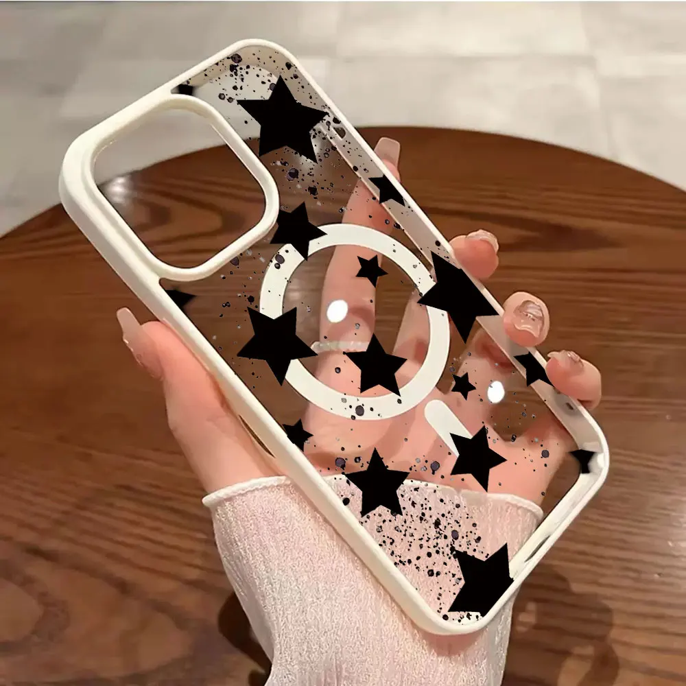 Magnetic Matte Five-Pointed Star Phone Case with Magsafe Compatibility