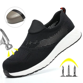 Scarpe antinfortunistiche traspiranti Scarpe da lavoro da uomo con punta in acciaio e suola rinforzata antiforatura Sneaker di sicurezza leggera e antiscivolo