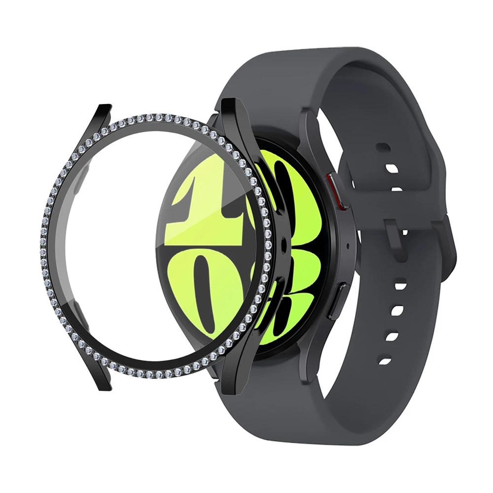 Bling Diamond Glass Case with Screen Protector for Smartwatch - 44mm/40mm