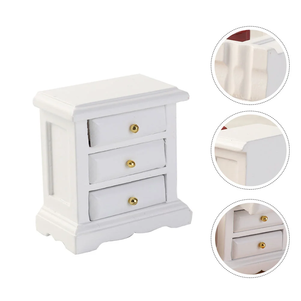 

Model Dollhouse Chest of Drawers Wood Nightstand Vintage Wooden Micro Cabinet Toy