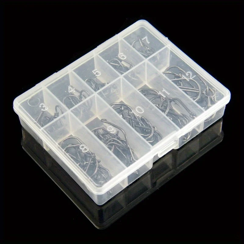 100pcs Carbon Steel Single Circle Fishing Hooks Set Fly Fishing Jip Barbed Carp Hooks Sea Tackle Accessories