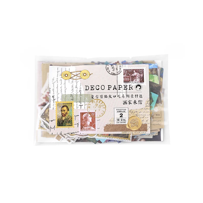 Vintage Stickers + material paper set 200 pcs/set Decorative Diary Album Scrapbooking accessories junk journal supplies