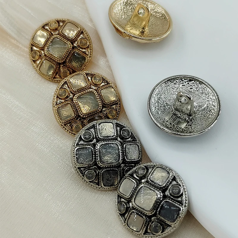 18/22MM Vintage Metal Shank Buttons Of Clothing Wholesale 6Pcs Gold Silver  High Fashion Decor Jewelry Button Of Coat Sewing DIY - AliExpress