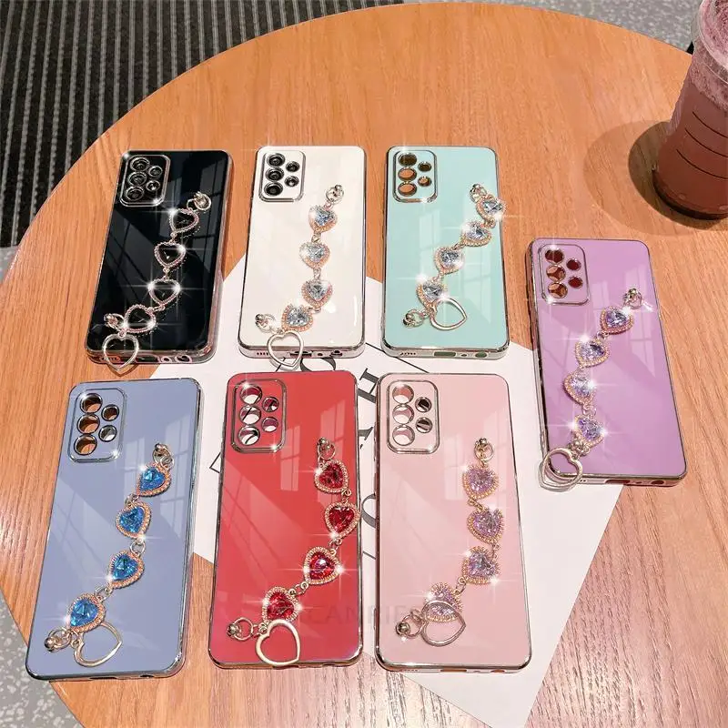 Realme11pro Kette Armband Fall für Oppo Realme 11 Pro Plus 9 8 10 9i 4g 5g 8i Gt Neo 2 3 3t Plating Silikon Handgelenk_voghion.com