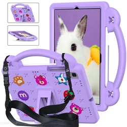 Kids Cartoon Bear Shockproof Tablet Case with Shoulder Strap - EVA Material for Poco Pad X1 11.2 (Light purple)