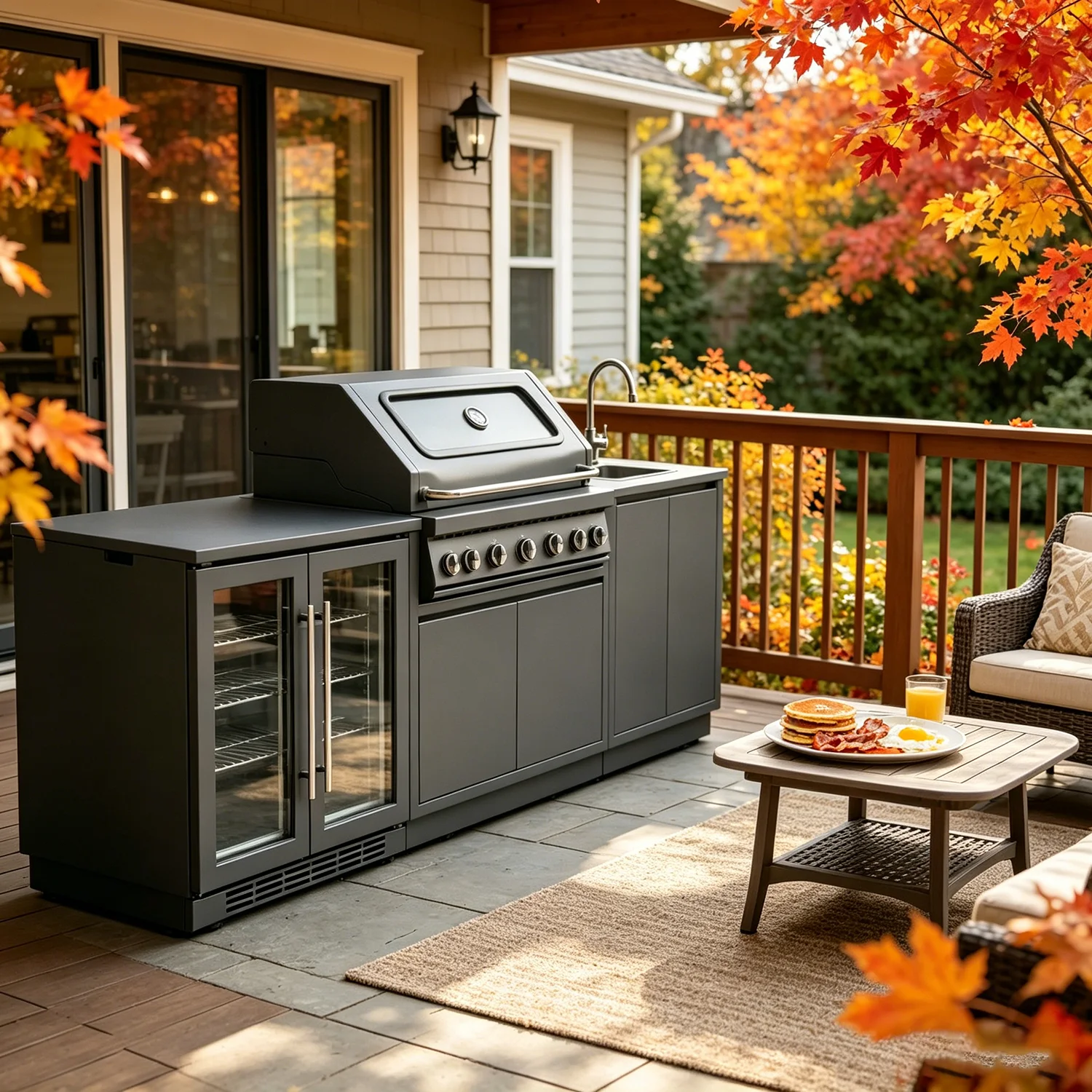 Rolling Movable On Wheels Modular Outdoor Kitchen Island Complete Set With Grill Cooktop Sink Fridge For Backyard Patio Garden image 5