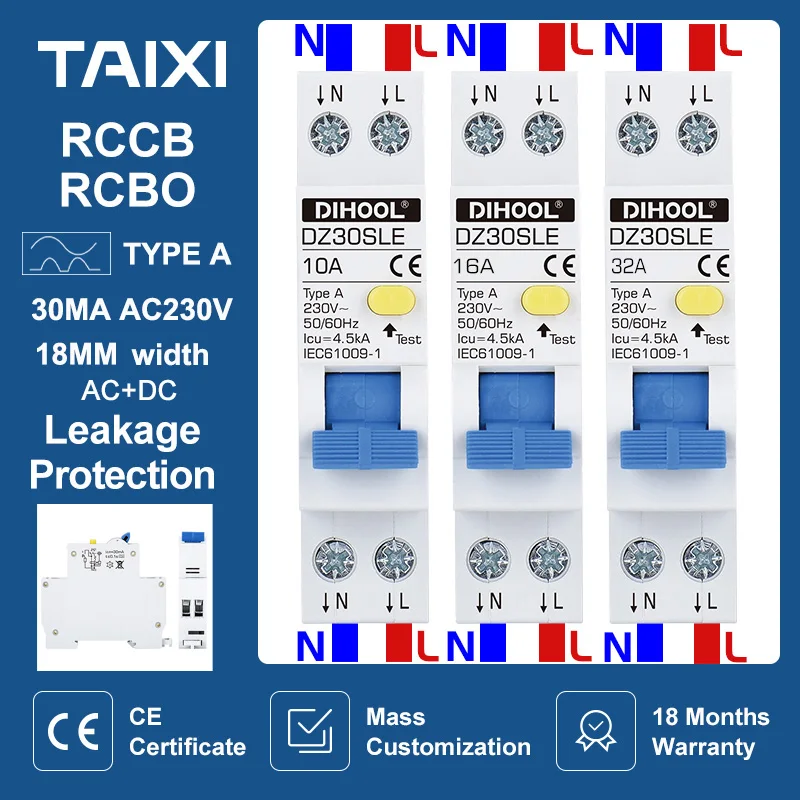 10KA Type B 63A RCD Circuit Breaker For Leackage Protection