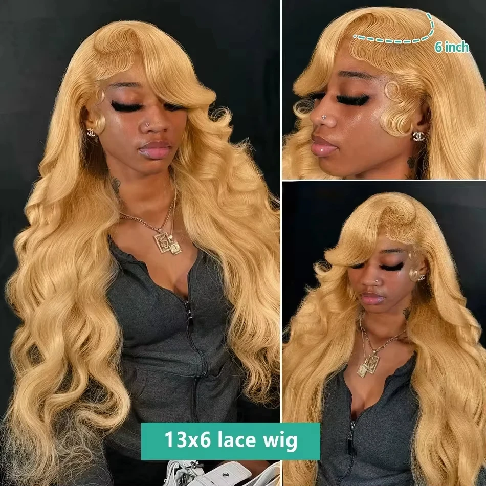 Honey Blonde Human Hair Wig Body Wave 13X4 Lace Front Colored #27 Wigs 13X6 Lace Frontal For Women Preplucked Brazilian Wig