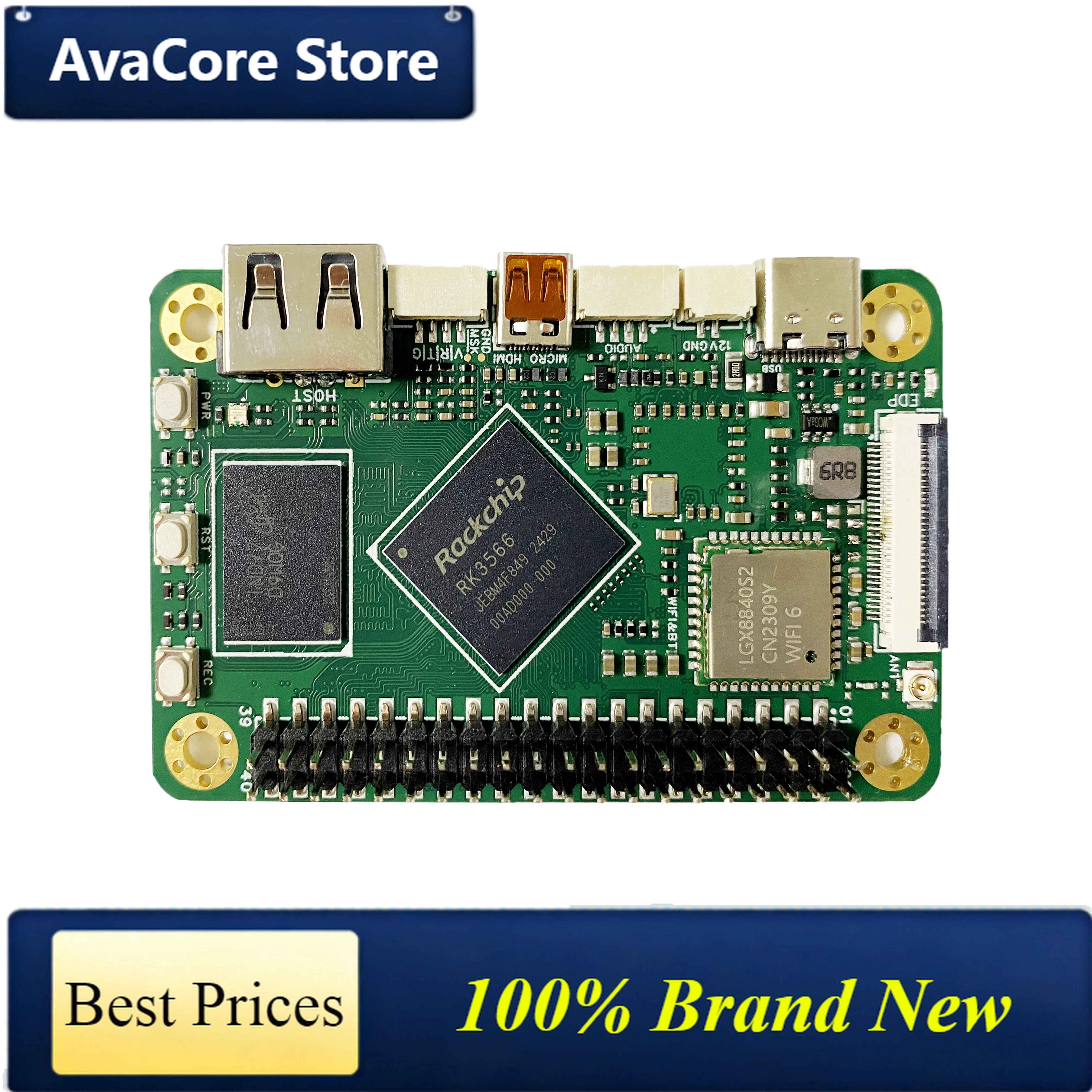 AvaCoreRK3566 리눅스 개발 보드 4GB LPDDR4+32GB EMMC 쿼..