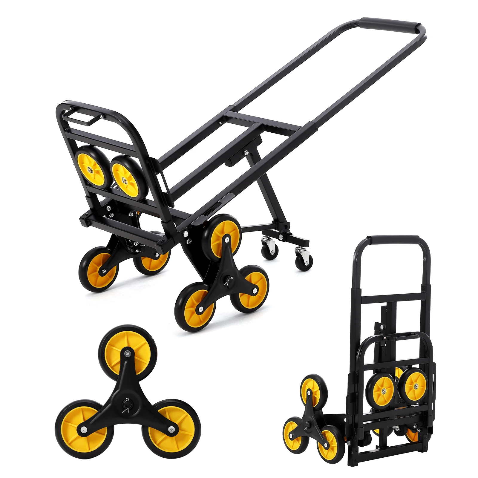 Stair Climber Hand Truck, 330 lb Capacity Foldable Cart with Telescopic Handle and Rubber Wheels,Stair Climbing Dolly Stair