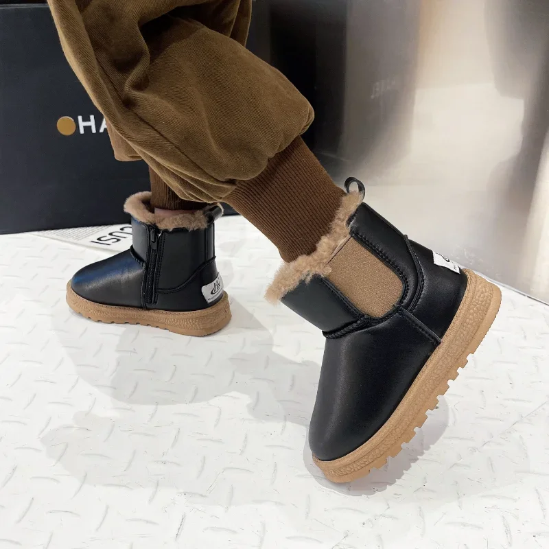 Kids Snow Boots Cotton Shoes Girls Winter Plush New Children Thick Fluffy Warm Fashion Boys Thermal Boots Soft Anti-skid Ins Hot children boots