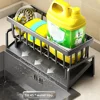 Kitchen Drill-Free Sink Organizer Multi-Use Sponge Soap Holder Draining Rack for Kitchen Countertop Storage Waterproof Shelf 3