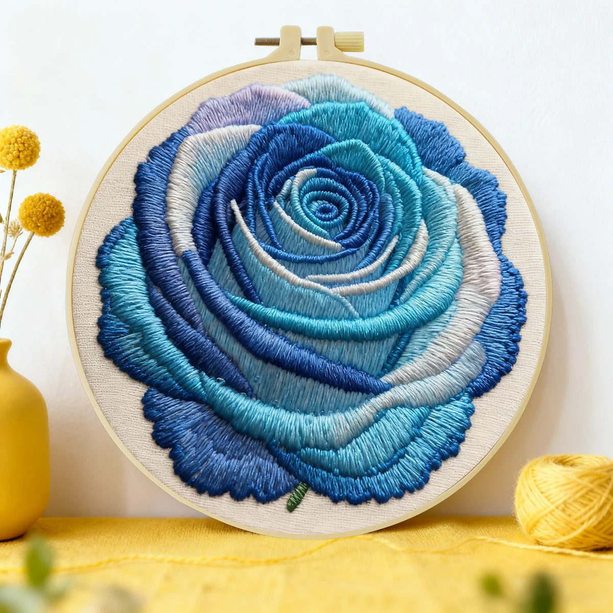 1 Stück 20X20CM/15X15CM 7,87/6,3 Zoll Blumen-Stickerei-Starter-Kit DIY-Kit DIY-Stickerei-Set Handarbeiten Nadelkunst
