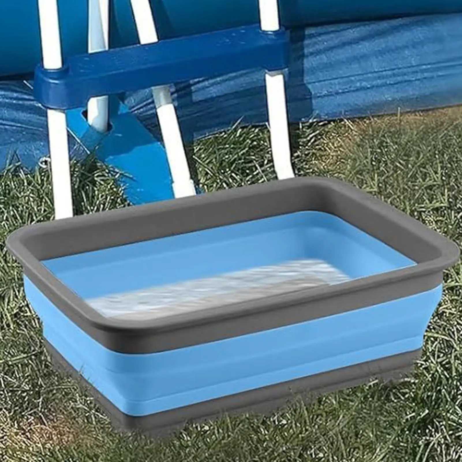 Vasca Pieghevole per Pediluvio, Secchio Portatile per Immersione Piedi, Accessori per Piscina, Spiaggia, Campeggio, Lago, Stagno