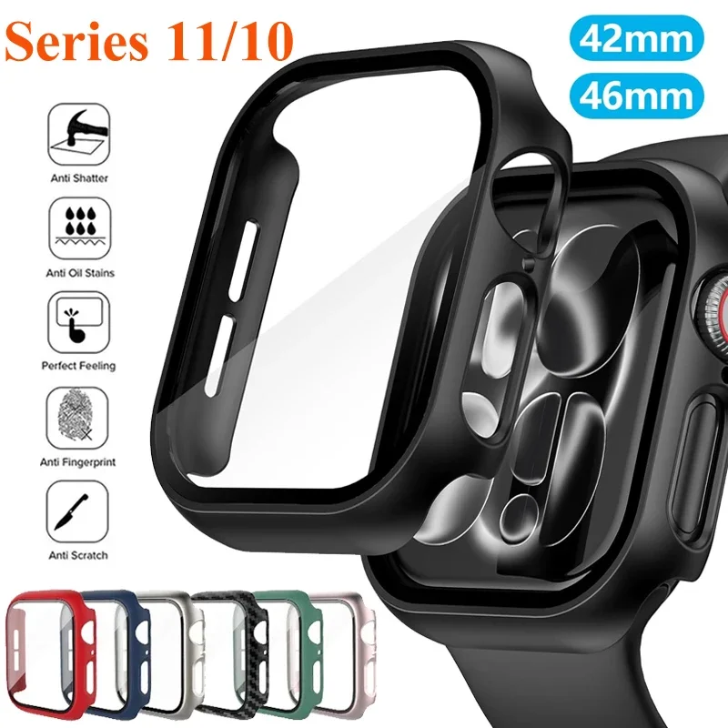 Enhanced Protective Hard Case with Tempered Glass Screen Protector for Smartwatch - Anti-Scratch Cover, Sleek and Durable Design