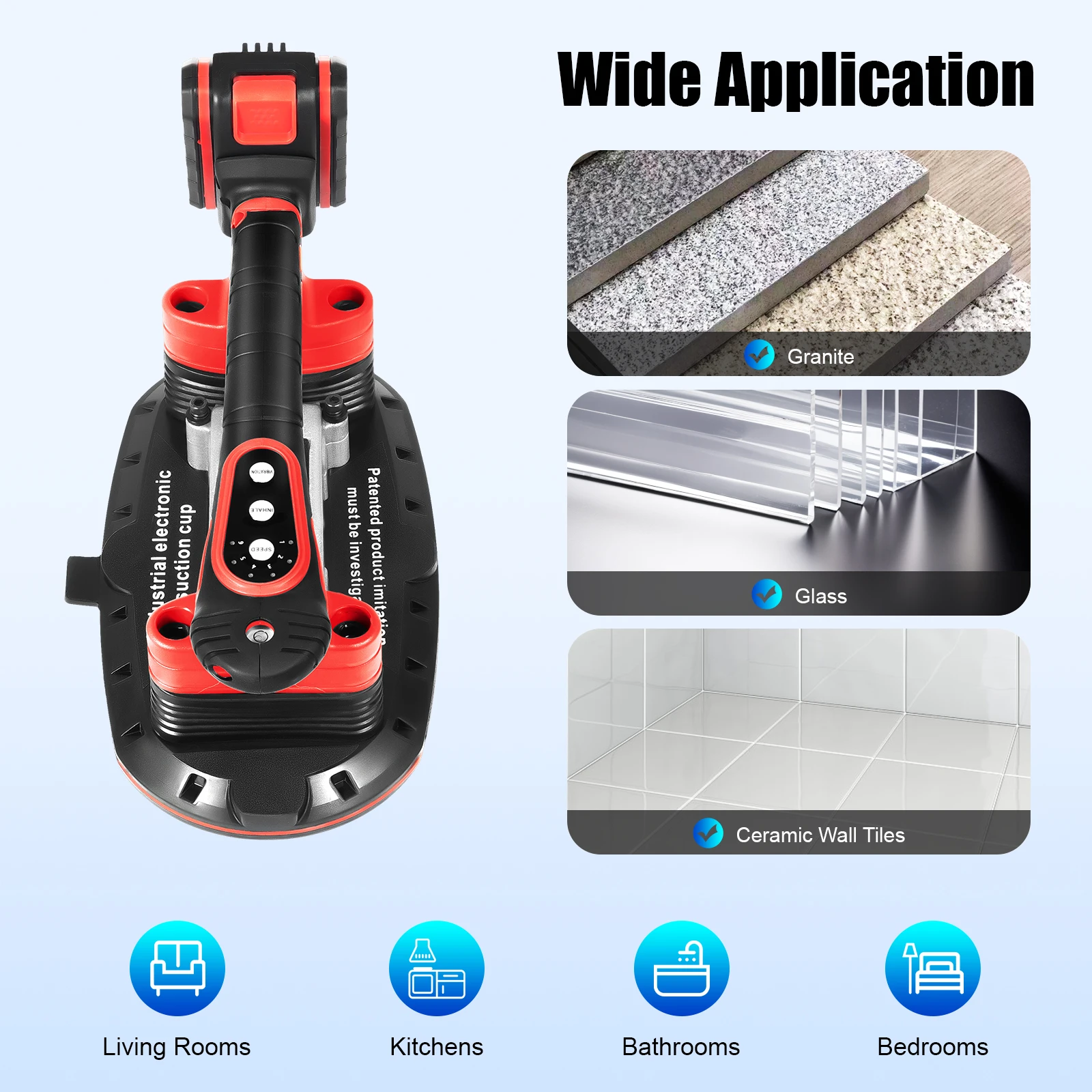 Elektrischer Fliesenvibrator, 21 V, 2000 mAh, Fliesenmaschine, 6 Geschwindigkeiten, verstellbarer Fliesenvibrator, 3000–13000 U/min, für Glasfliesen, Wandfliesen – Detail 2