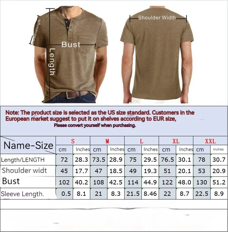 Sommer Europäisches und Amerikanisches Herren-Kurzarm-T-Shirt, Herren-Bottom-Shirt, Rundhalsausschnitt, lässiges, vielseitiges Henley-Shirt_voghion.com