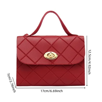 ⁦Women's Handbags Striped Square Fresh Age Reducing High Capacity Fine Texture Soft Comfortable Female's Crossbody Bag⁩ – תמונה ⁦6⁩