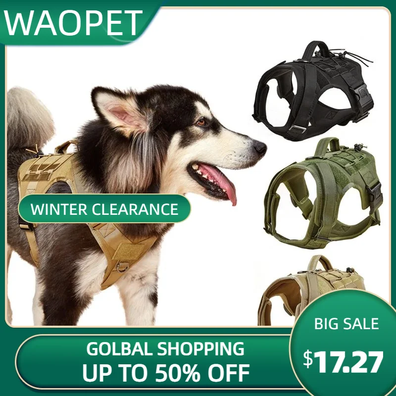 

Military Style Tactical Dog Harness Training Dog Vest K9 Working Dog Harness For Small Medium Large Dog Adjustable Pet Belt Vest