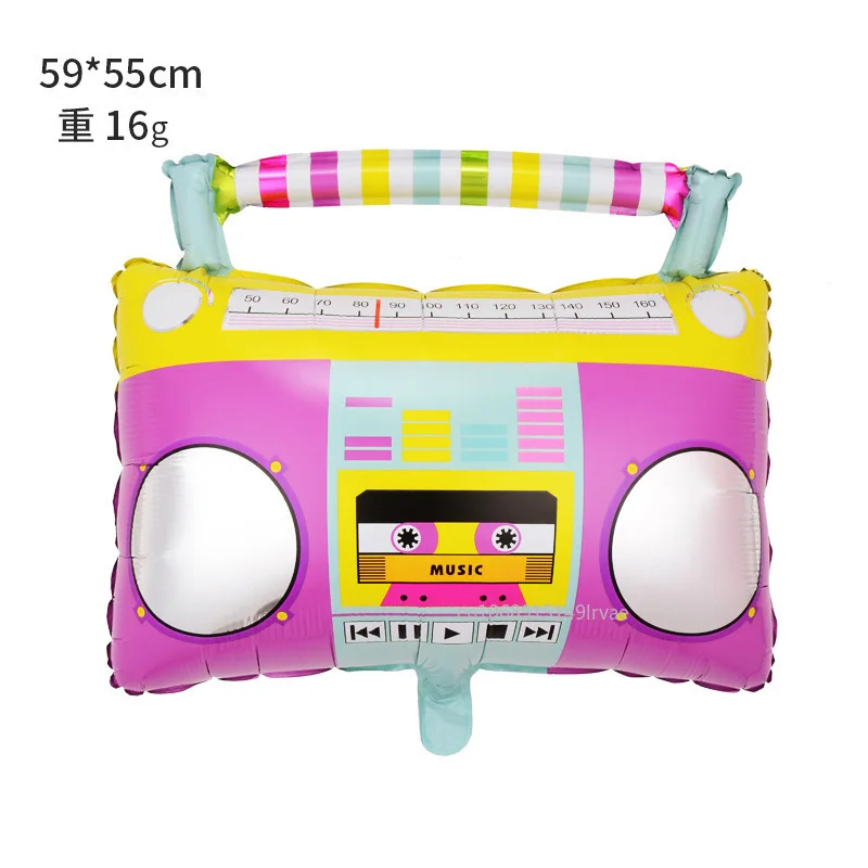 80s 90s Radio Roller Skates Foil Helium Balloons Microphones Retro Theme Hip Hop Birthday Party Balloon for Party Decoration